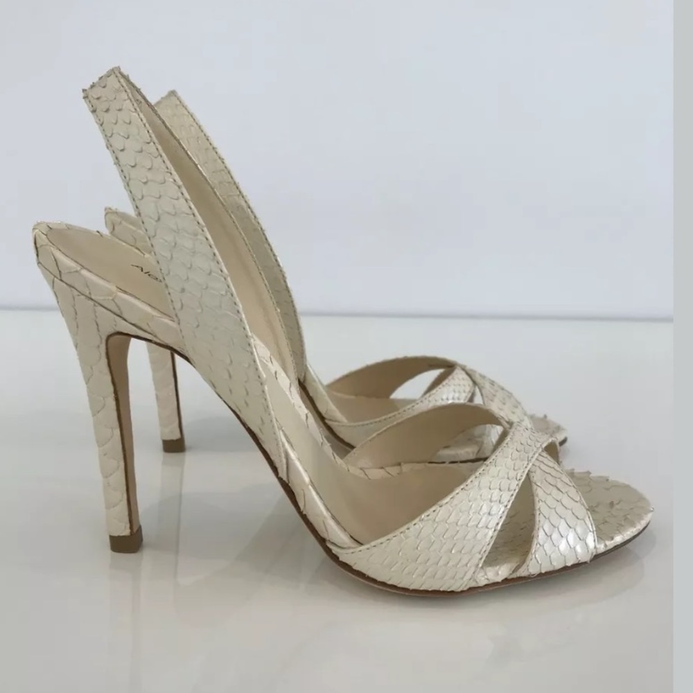 Alexandre Birman Ivory Exotic Python Sandals 7.5 - image 1